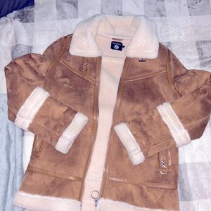 Boohoo aviator faux suede faux fur coat